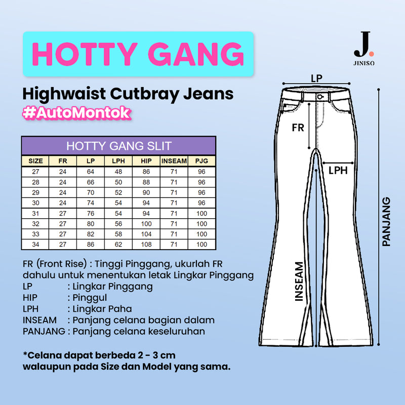 JINISO - Cutbray Highwaist Slit Jeans HOTTY GANG