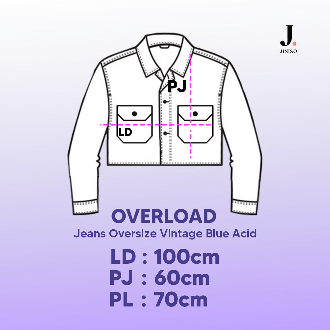 JINISO Big Size Vintage Blue Acid Oversize Jaket Jeans