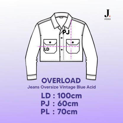 JINISO Big Size Vintage Blue Acid Oversize Jaket Jeans