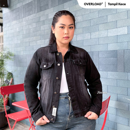 JINISO Big Size Jaket Jeans Oversize Vintage Black Wash