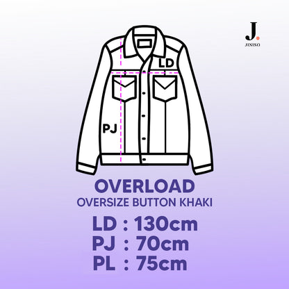 JINISO Big Size Button Jaket Jeans Oversize Khaki