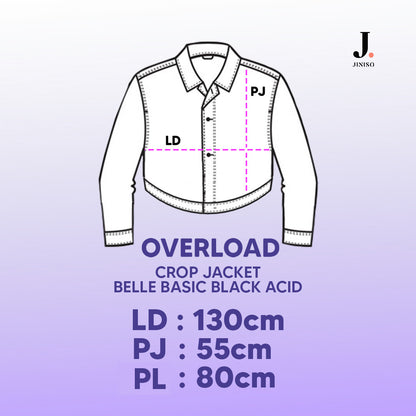 JINISO Jaket Crop Jeans Oversize Belle Basic Black Acid