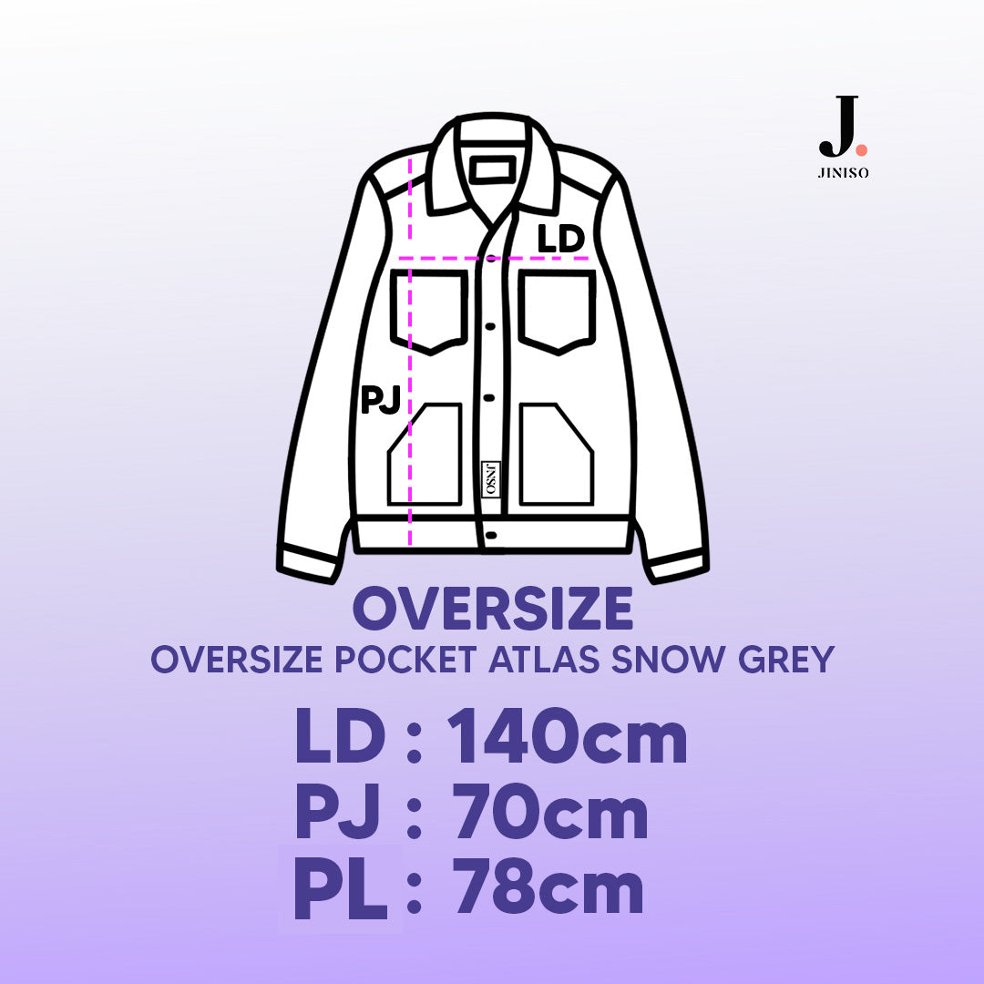 JINISO Jaket Jeans Oversize Pocket Atlas Snow Grey