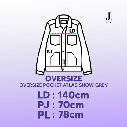 JINISO Jaket Jeans Oversize Pocket Atlas Snow Grey