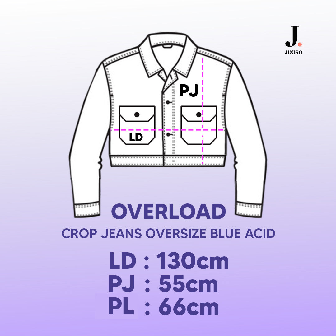 JINISO Big Size Jaket Crop Jeans Oversize Blue Acid