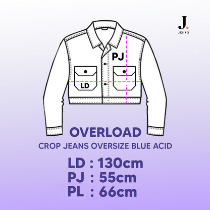 JINISO Big Size Jaket Crop Jeans Oversize Blue Acid