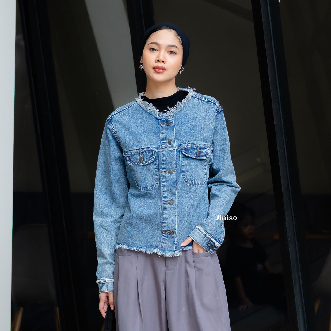 JINISO Jaket Jeans Oversize Dalma Blue Acid