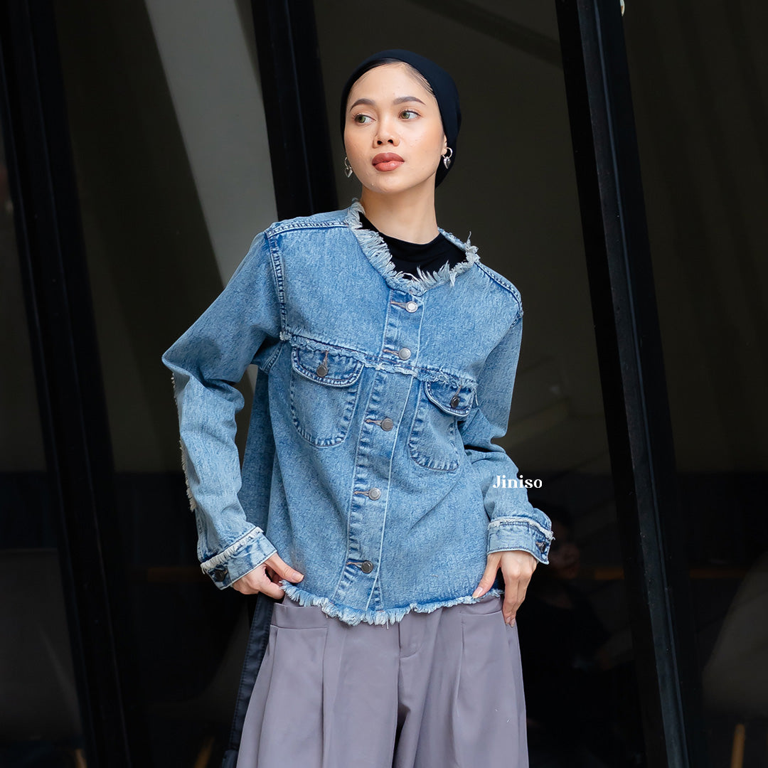 JINISO Jaket Jeans Oversize Dalma Blue Acid