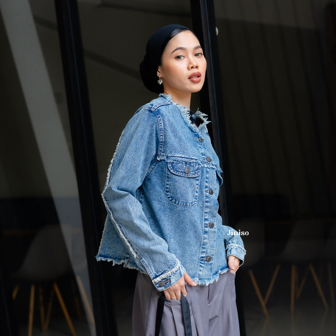 JINISO Jaket Jeans Oversize Dalma Blue Acid