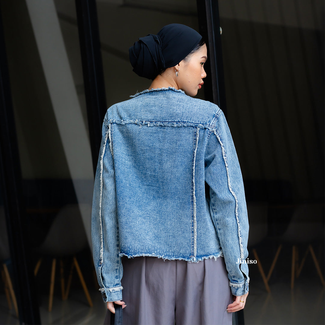 JINISO Jaket Jeans Oversize Dalma Blue Acid