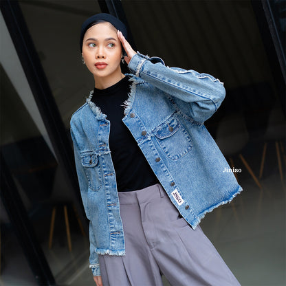 JINISO Jaket Jeans Oversize Dalma Blue Acid