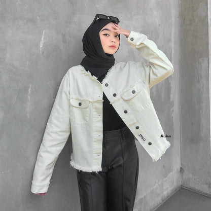 JINISO Jaket Jeans Oversize Dalma Khaki