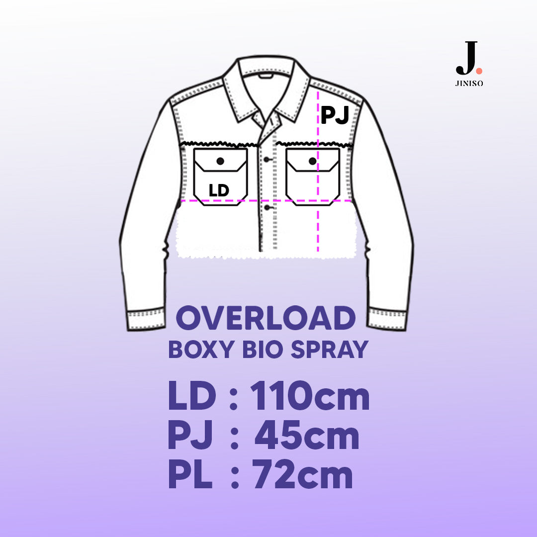 JINISO Jaket Crop Jeans Oversize Boxy Bio Spray