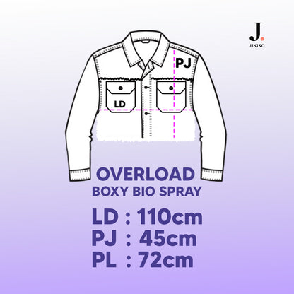 JINISO Jaket Crop Jeans Oversize Boxy Bio Spray