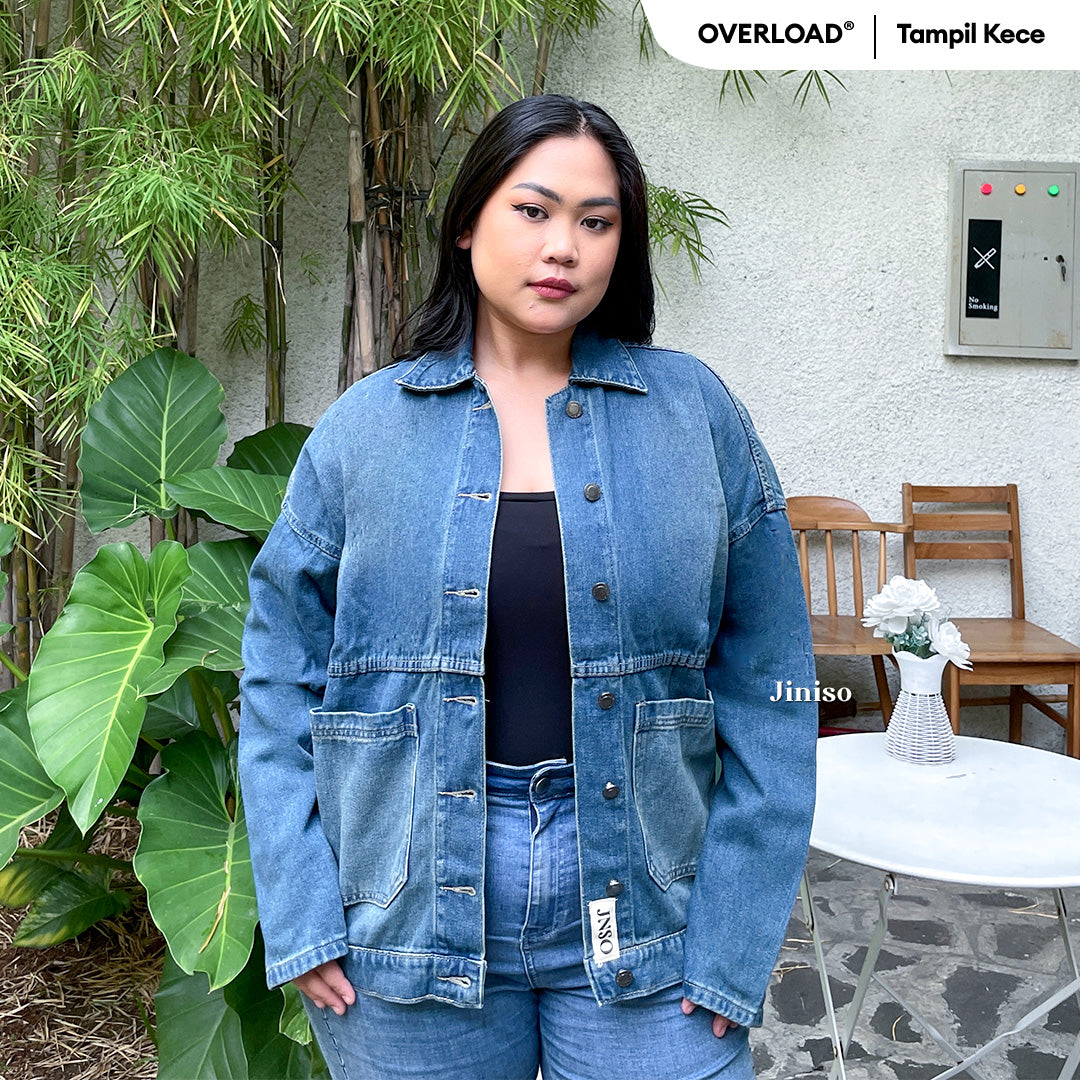 JINISO Big Size Jaket Jeans Oversize Onyx Bio Spray