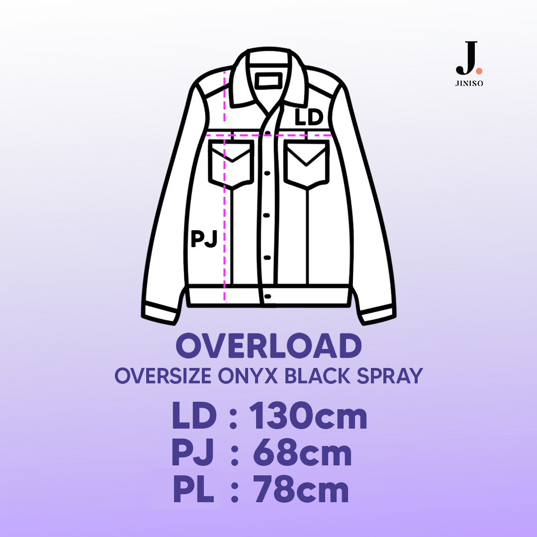JINISO Big Size Jaket Jeans Oversize Onyx Black Spray