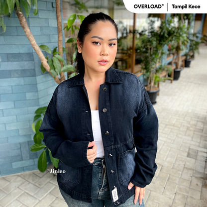 JINISO Big Size Jaket Jeans Oversize Onyx Black Spray