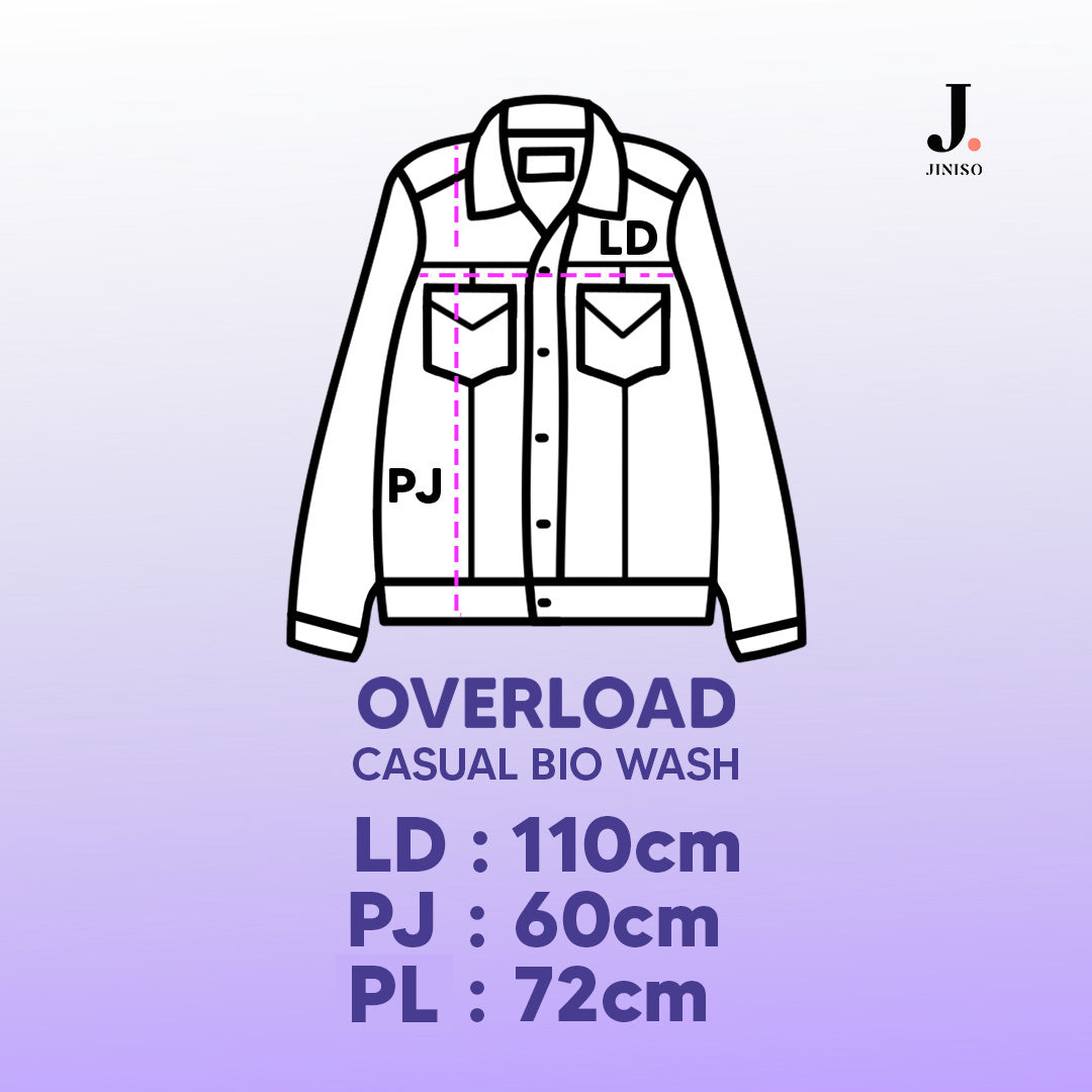 JINISO Pria Jaket Jeans Oversize Casual Bio Wash
