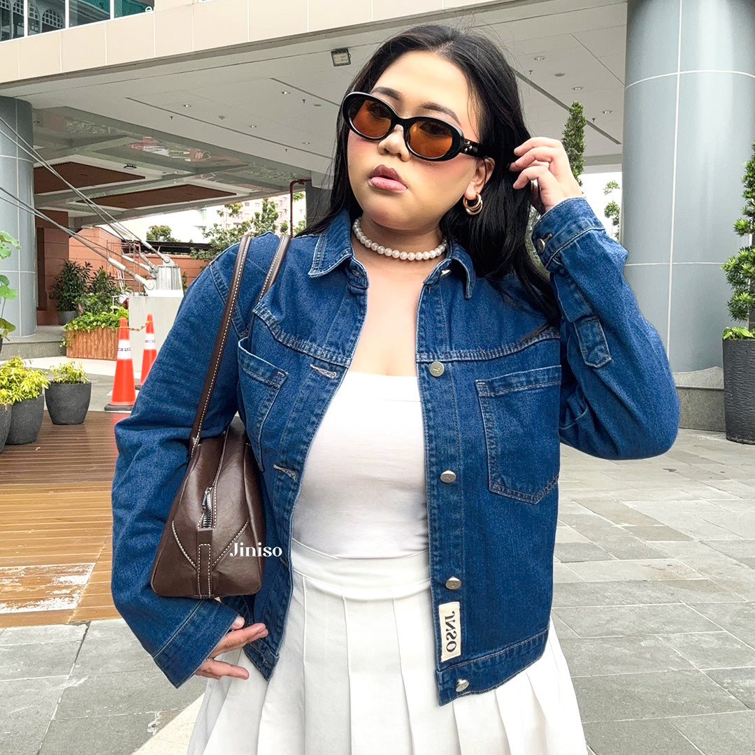 JINISO Big Size Jaket Jeans Oversize Casual Bio Wash