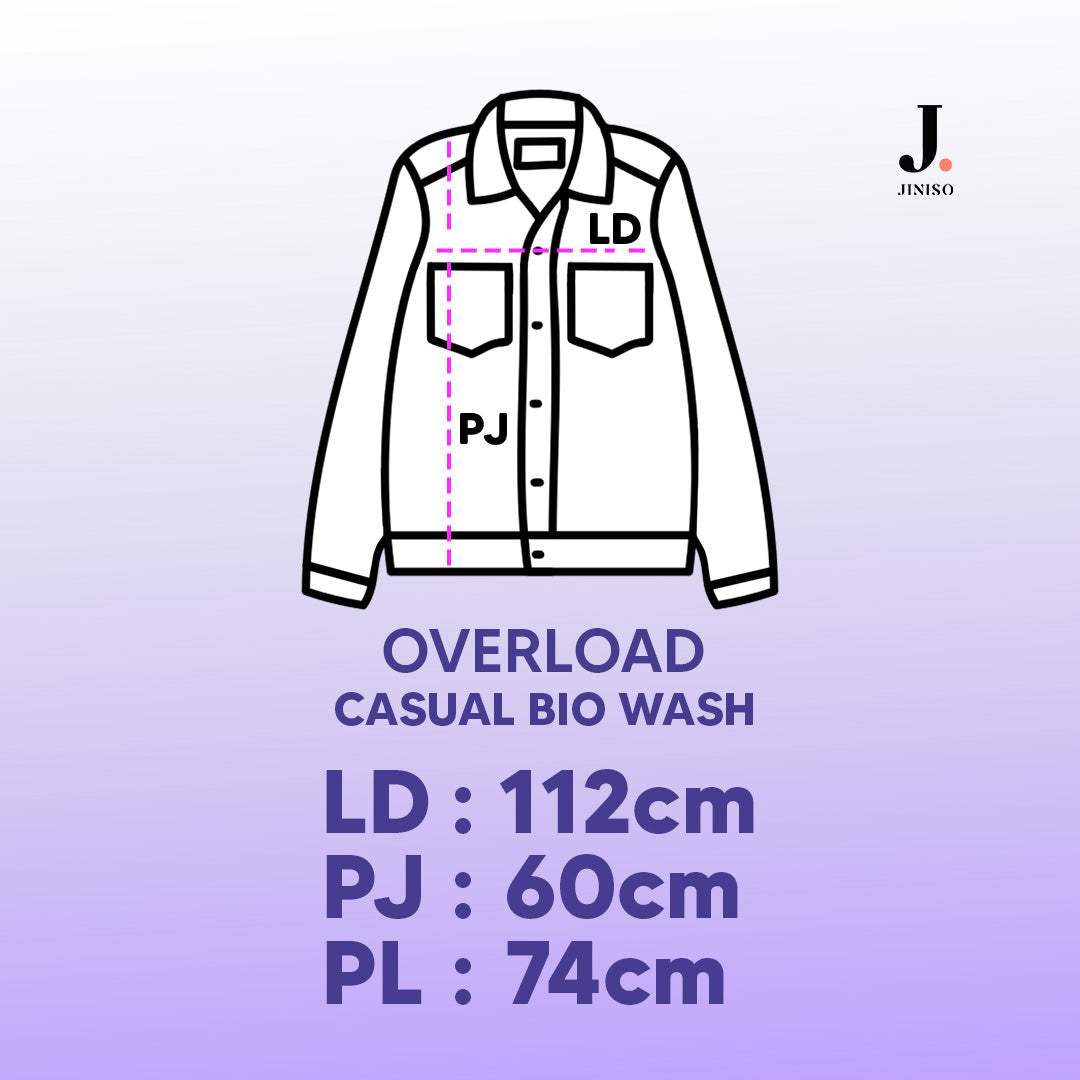 JINISO Big Size Jaket Jeans Oversize Casual Bio Wash