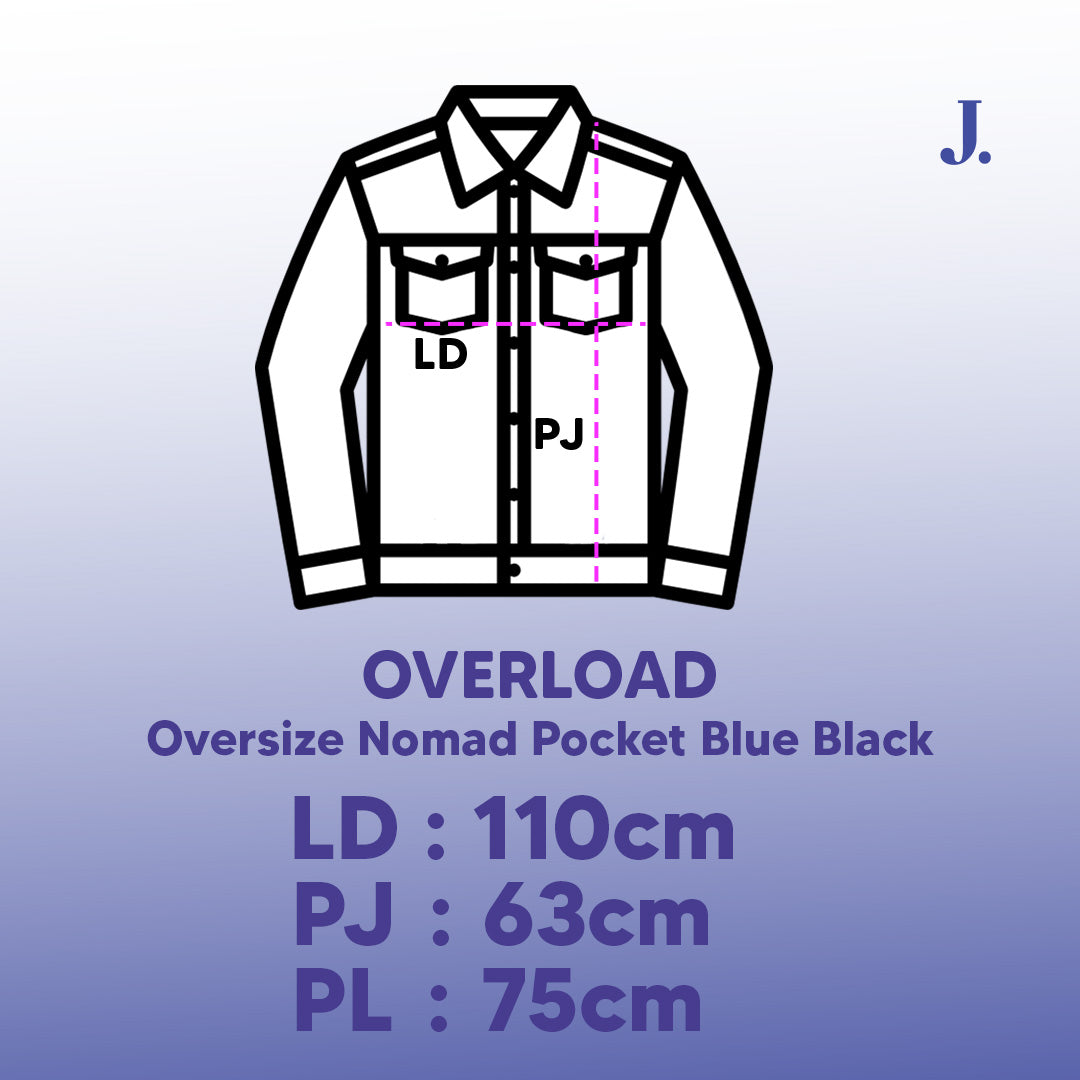 JINISO Big Size Jaket Jeans Oversize Nomad Pocket Blue Black