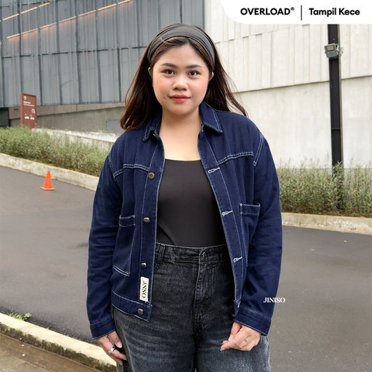 JINISO EVERYDAY - Big Size Jaket Jeans Oversize Nomad Pocket Blue Black