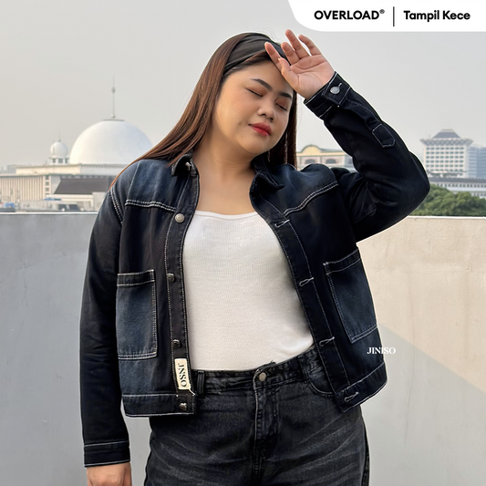 JINISO EVERYDAY - Big Size Jaket Jeans Oversize Nomad Pocket Black Wash