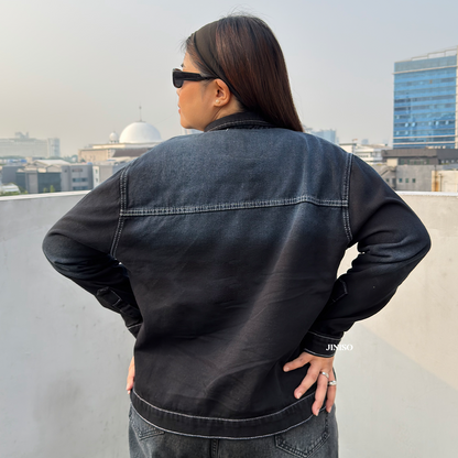 JINISO Big Size Jaket Jeans Oversize Nomad Pocket Black Wash