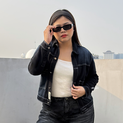 JINISO Big Size Jaket Jeans Oversize Nomad Pocket Black Wash