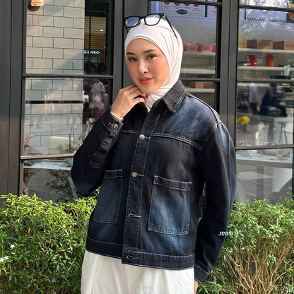 JINISO Jaket Jeans Oversize Nomad Pocket Black Wash