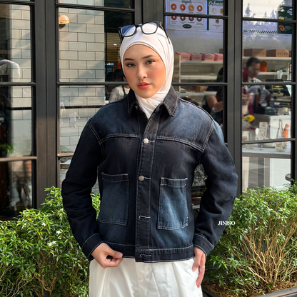 JINISO Jaket Jeans Oversize Nomad Pocket Black Wash