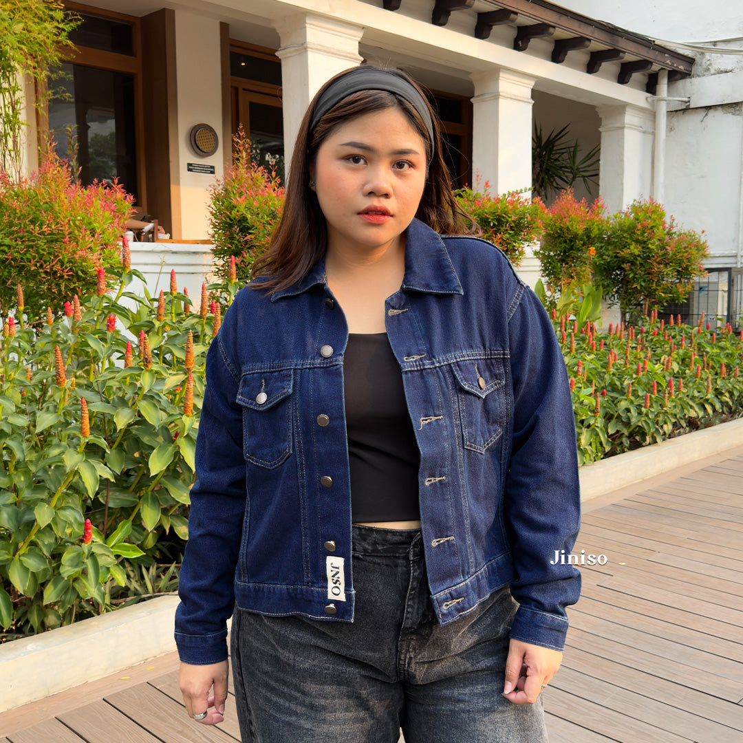 JINISO Big Size Jaket Jeans Oversize Origin Blue Black