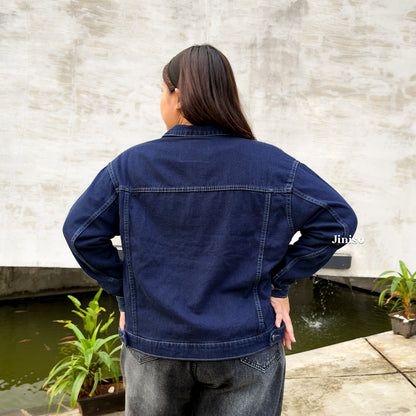 JINISO Big Size Jaket Jeans Oversize Origin Blue Black