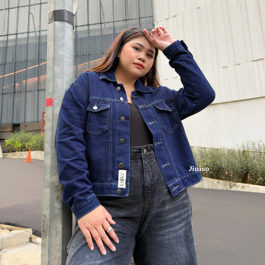 JINISO Big Size Jaket Jeans Oversize Origin Blue Black