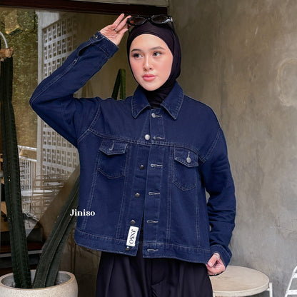 JINISO Jaket Jeans Oversize Origin Blue Black