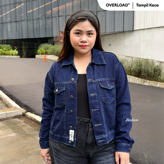 JINISO Big Size Jaket Jeans Oversize Origin Blue Black