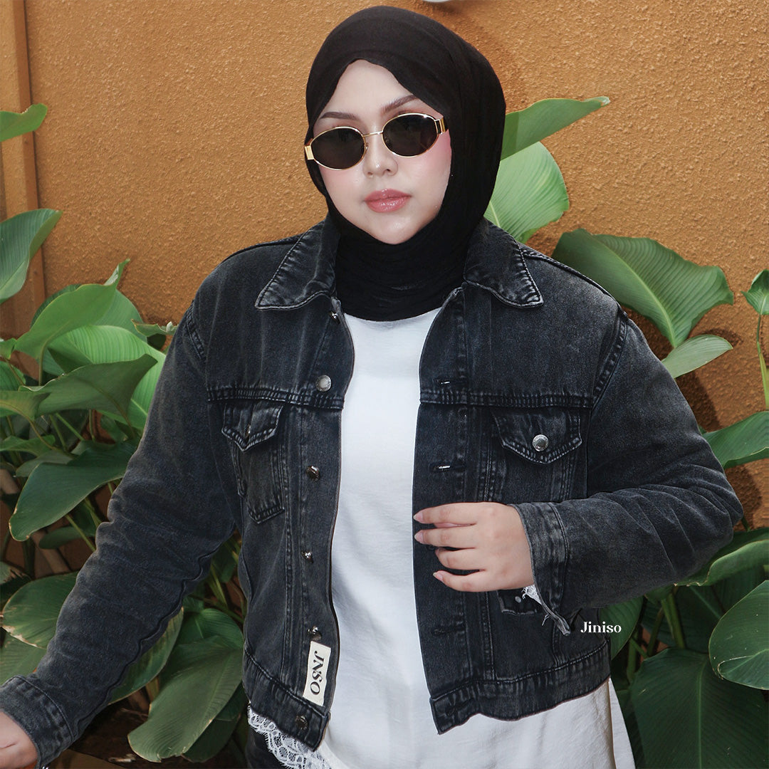 JINISO Big Size Jaket Jeans Oversize Origin Black Acid