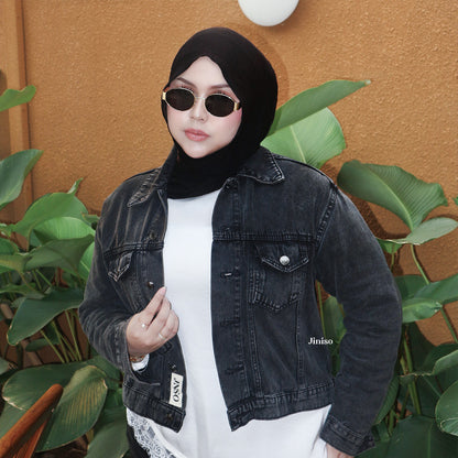 JINISO Big Size Jaket Jeans Oversize Origin Black Acid