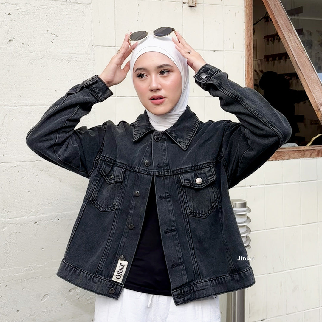 JINISO Jaket Jeans Oversize Origin Black Acid