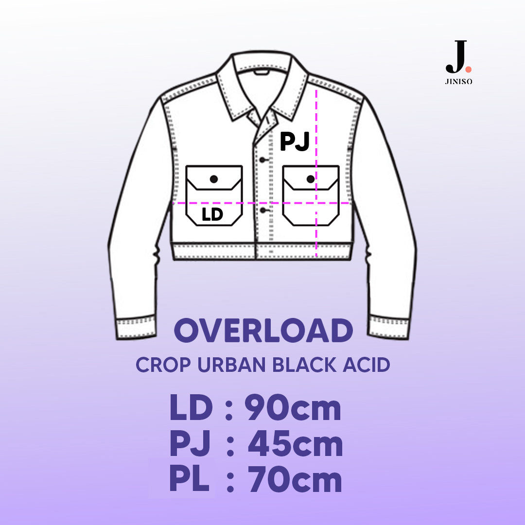 JINISO Big Size Jaket Crop Jeans Oversize Urban Black Acid