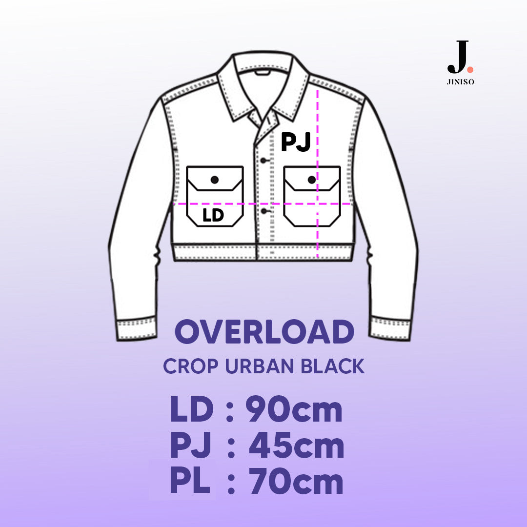 JINISO Jaket Crop Jeans Oversize Urban Black
