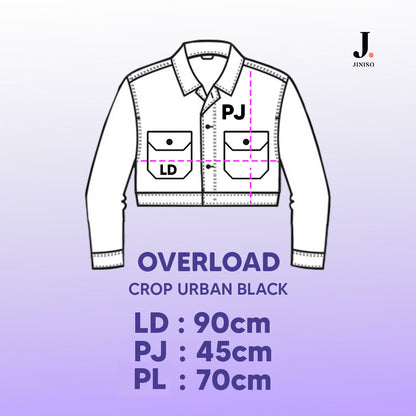 JINISO Jaket Crop Jeans Oversize Urban Black