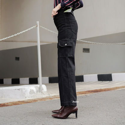 JINISO - Highwaist Cargo Loose Jeans 406 HANDS UP