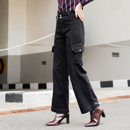 JINISO - Highwaist Cargo Loose Jeans 406 HANDS UP