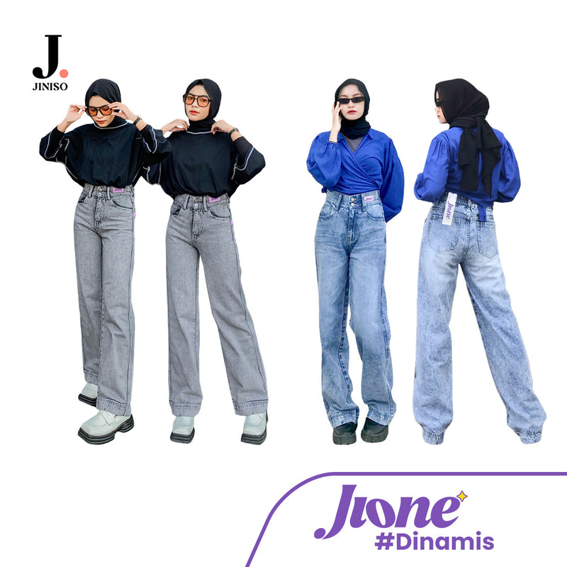 JINISO Jeans Jione Celana Baggy High Waist