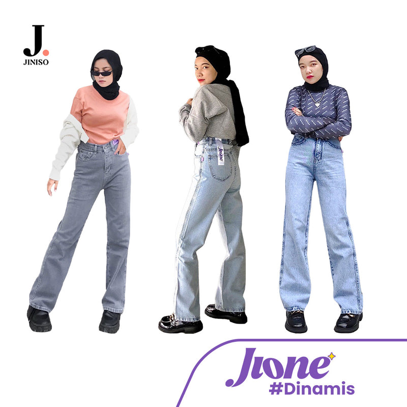 JINISO Jeans Jione Celana Loose High Waist
