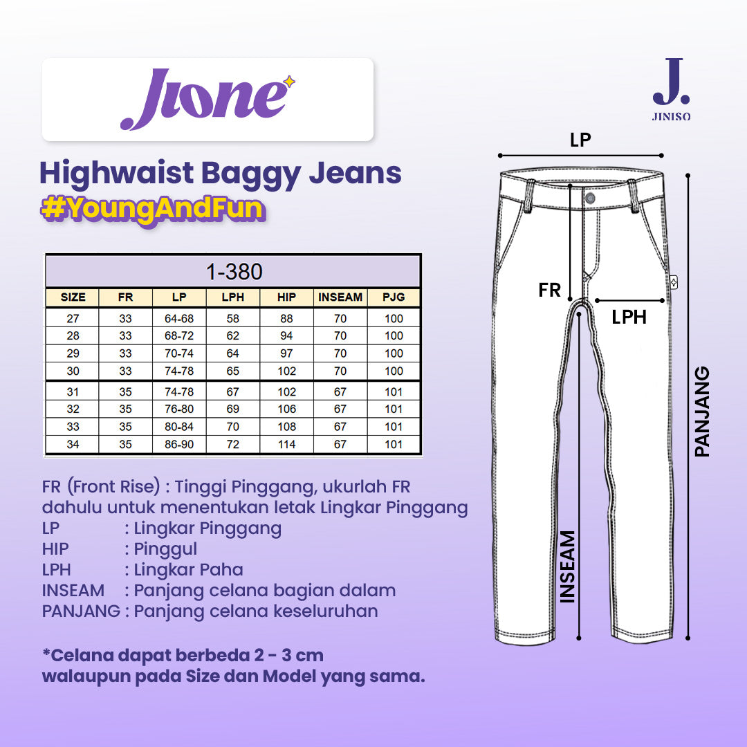 JINISO Jione Celana Baggy Mom Highwaist Jeans 380