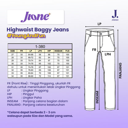 JINISO Jione Celana Baggy Mom Highwaist Jeans 380