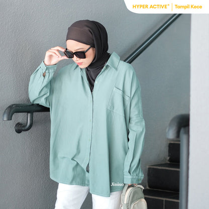 JINISO Kemeja Oversize Shirt Matcha Mint HYPER ACTIVE