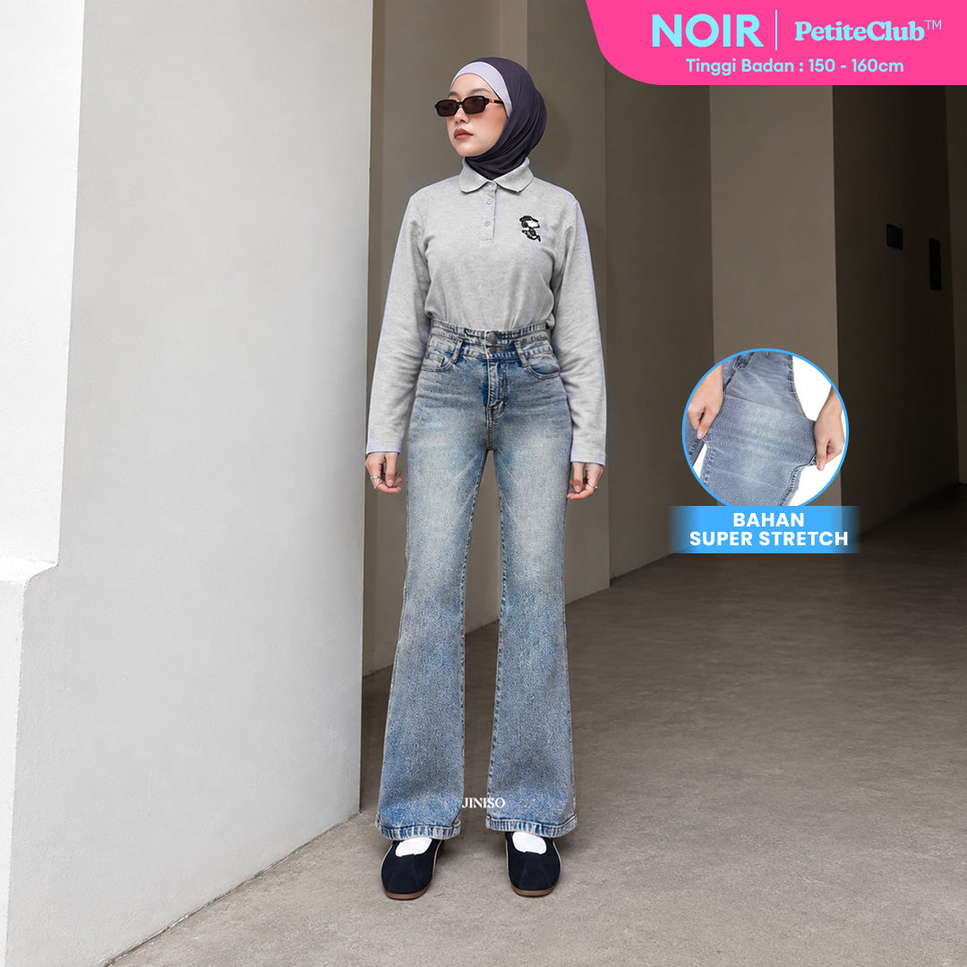 JINISO - Petite Highwaist Stretch Cutbray Jeans 127 NOIR